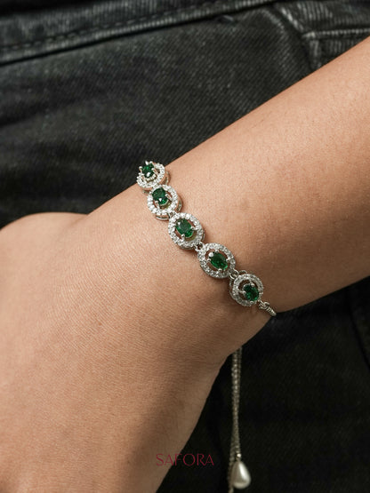 Emerald Halo Charm Bracelet