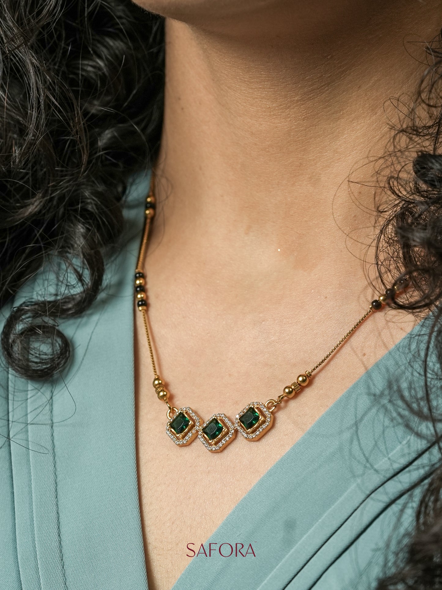 Emerald Trio Mangalsutra
