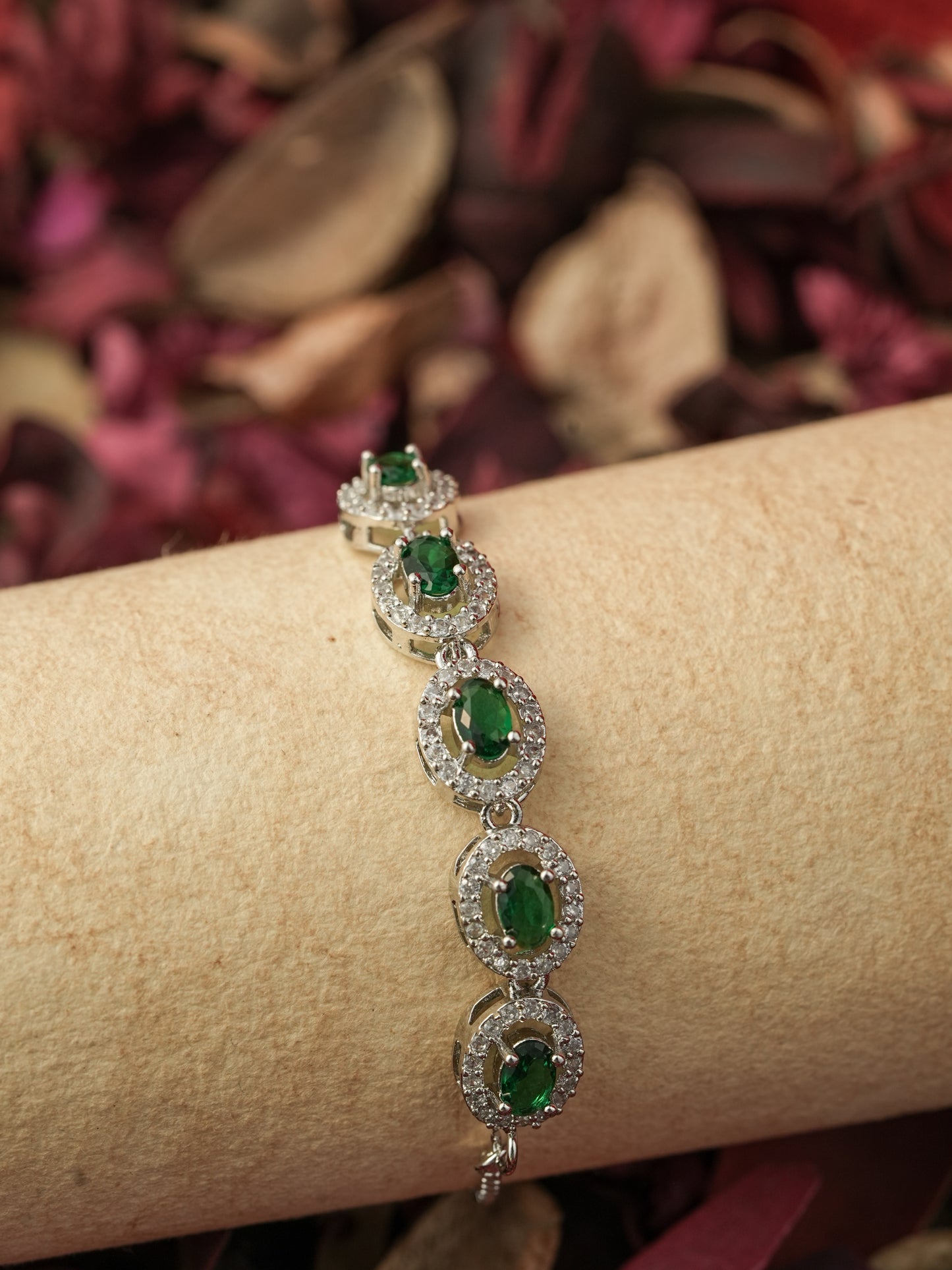 Emerald Halo Charm Bracelet