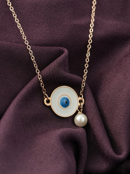 Evil Eye Aura Necklace with Pearl