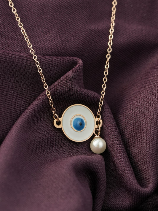 Evil Eye Aura Necklace with Pearl