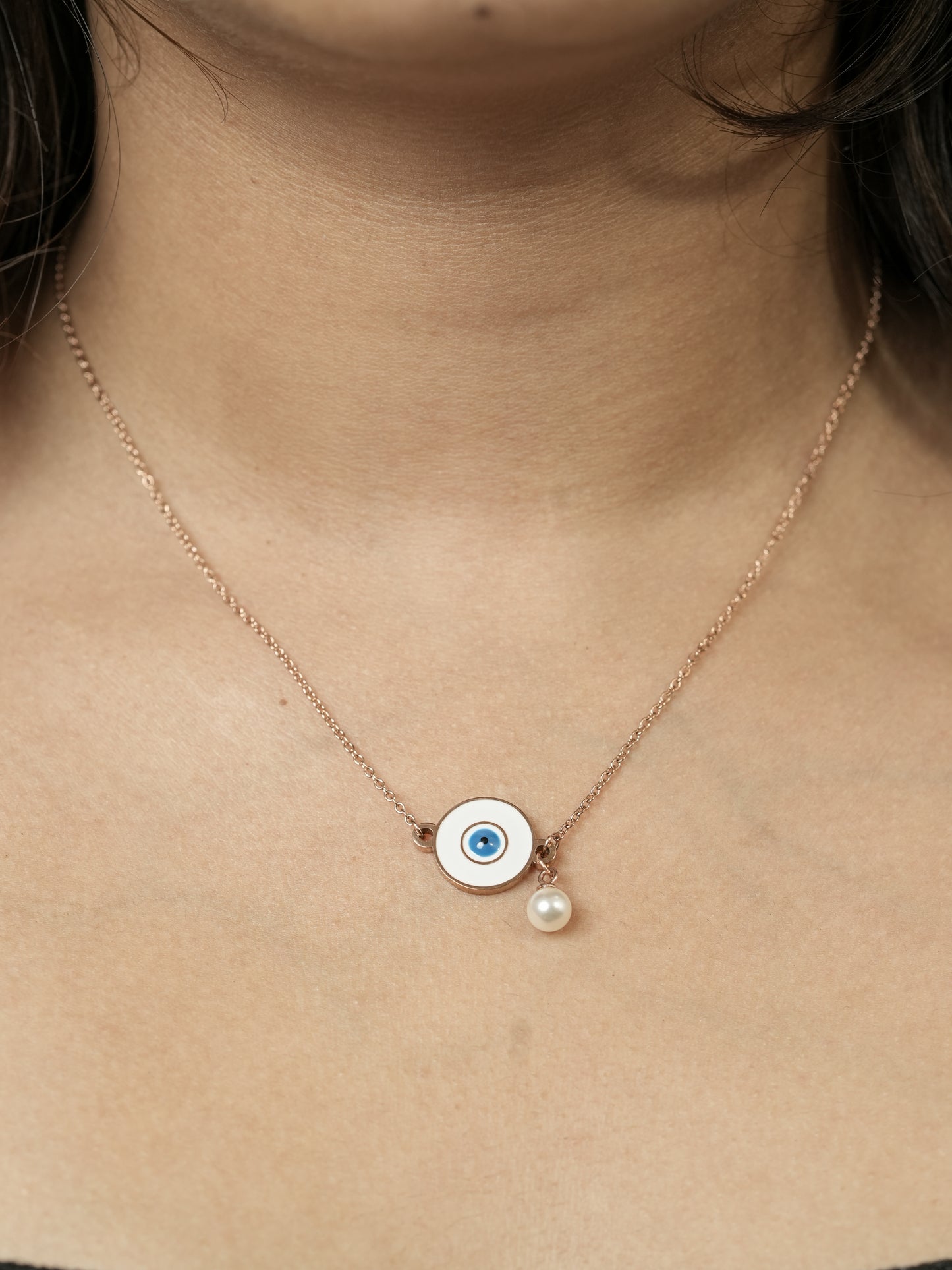 Evil Eye Aura Necklace with Pearl
