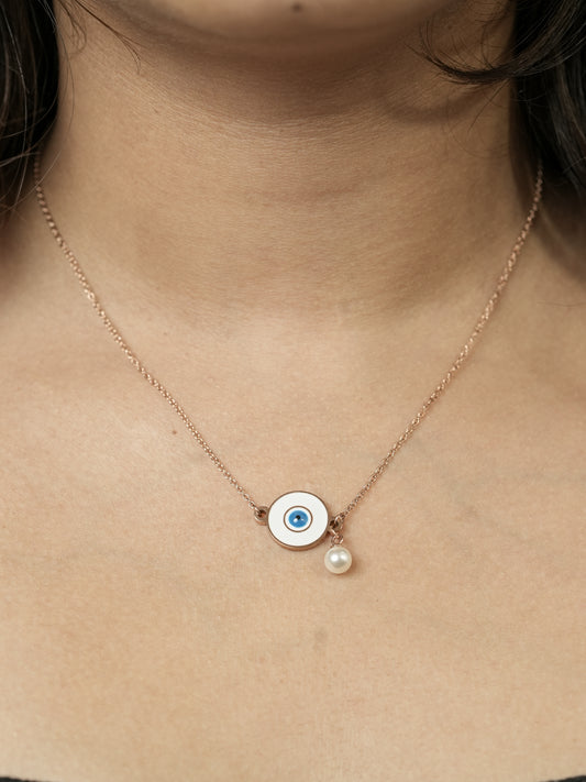 Evil Eye Aura Necklace with Pearl