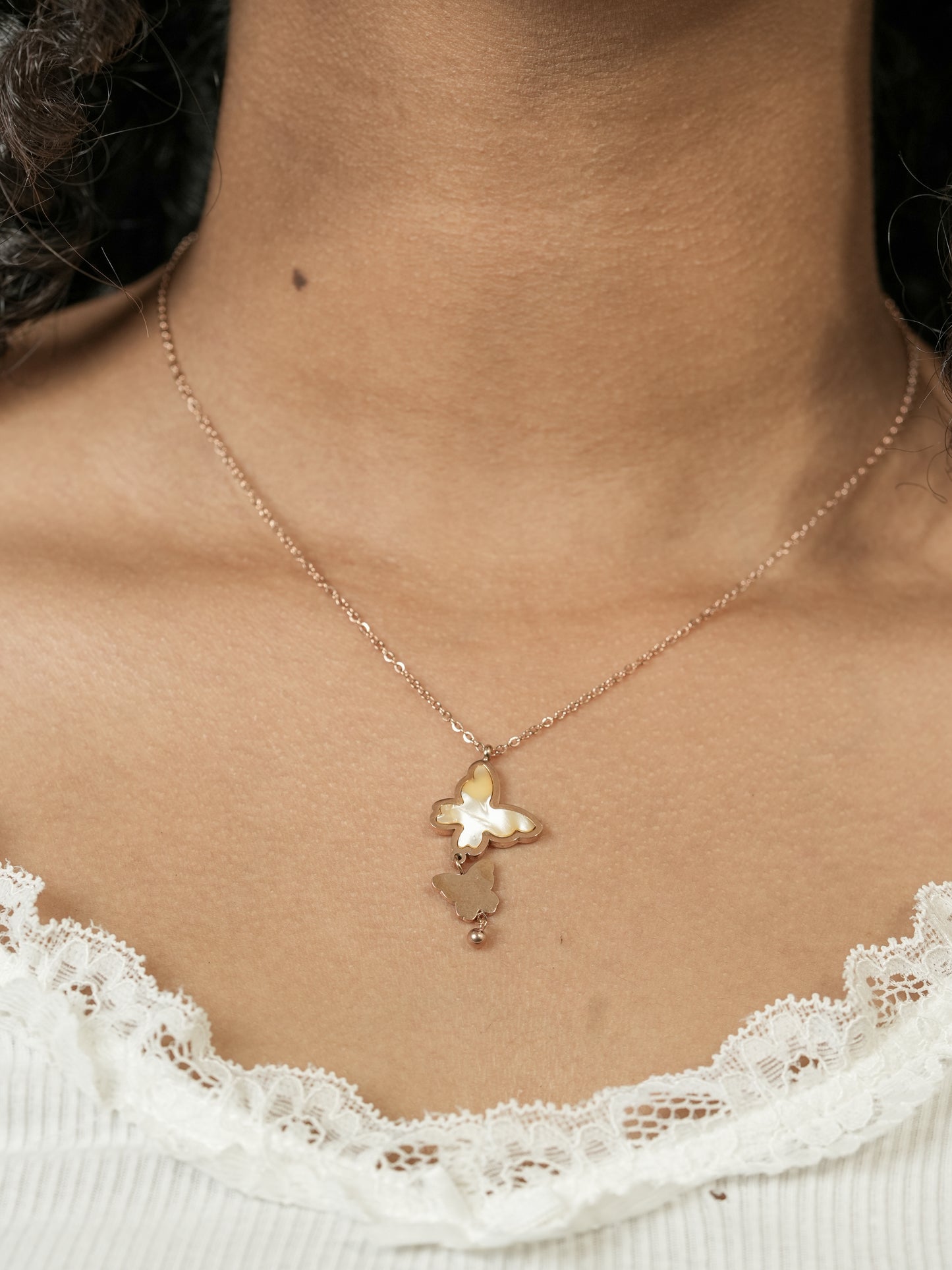 Moonlit Flutter Dual Butterfly Necklace