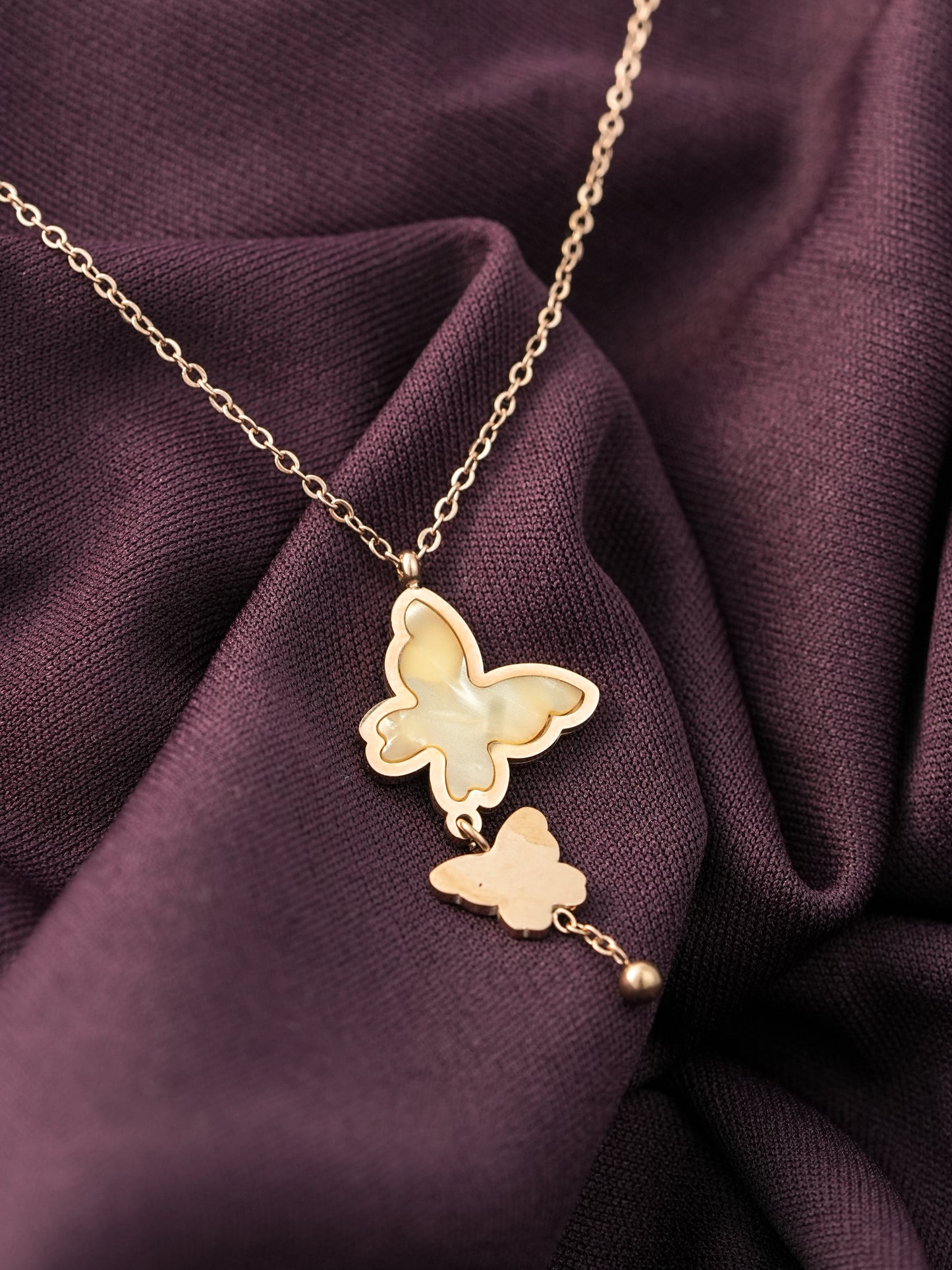 Moonlit Flutter Dual Butterfly Necklace