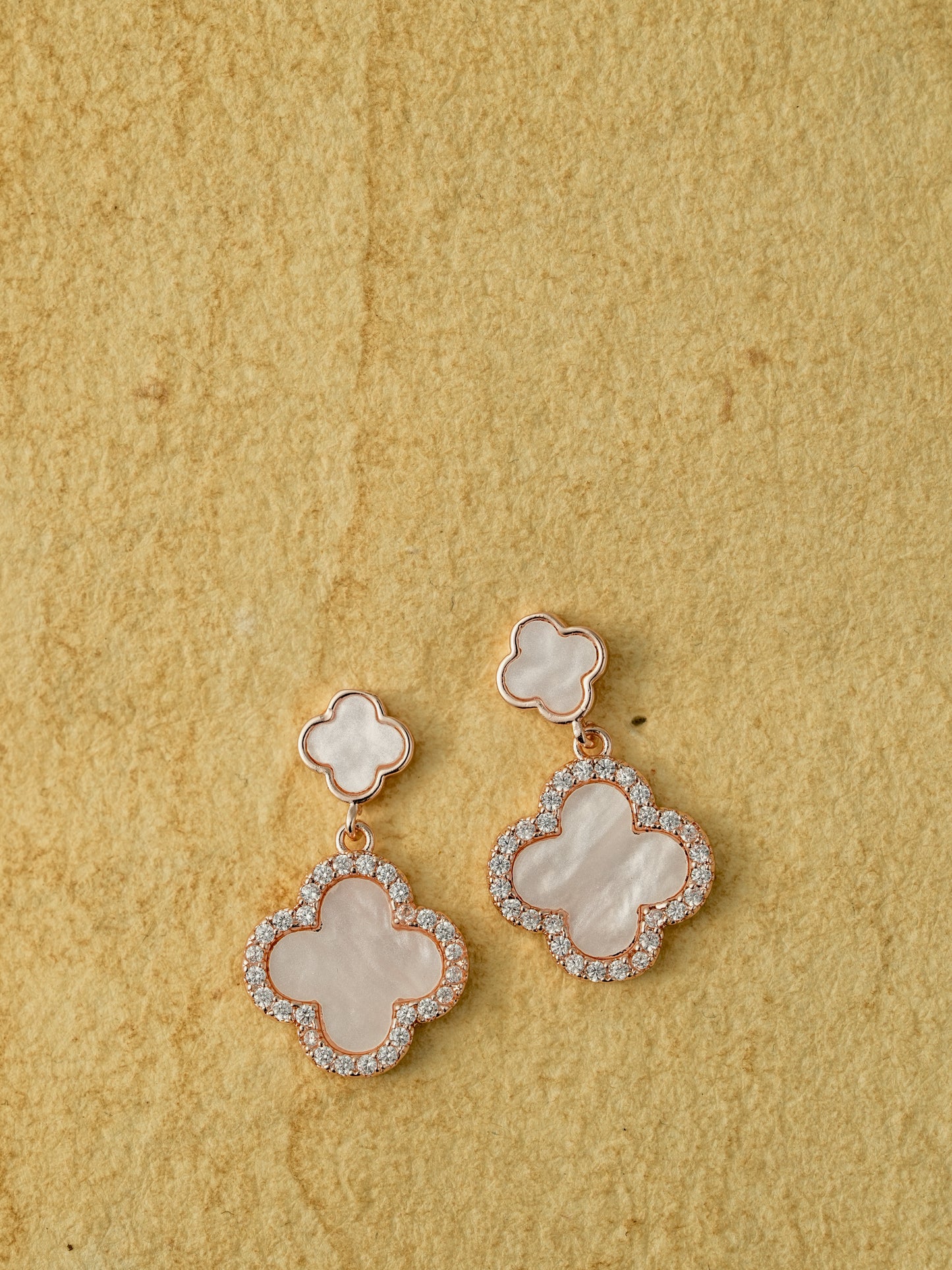 Rose Gold Clover Drop Earrings