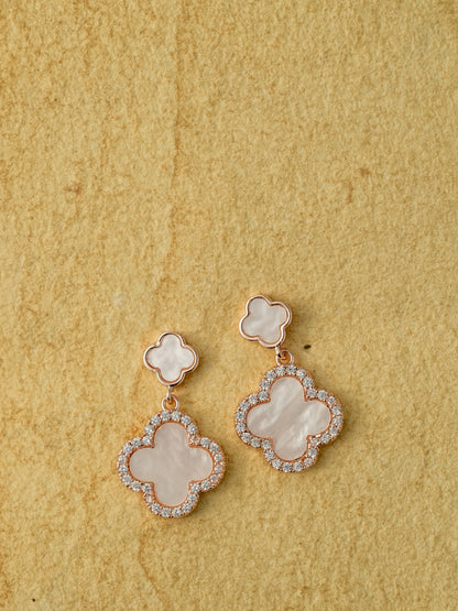 Rose Gold Clover Drop Earrings