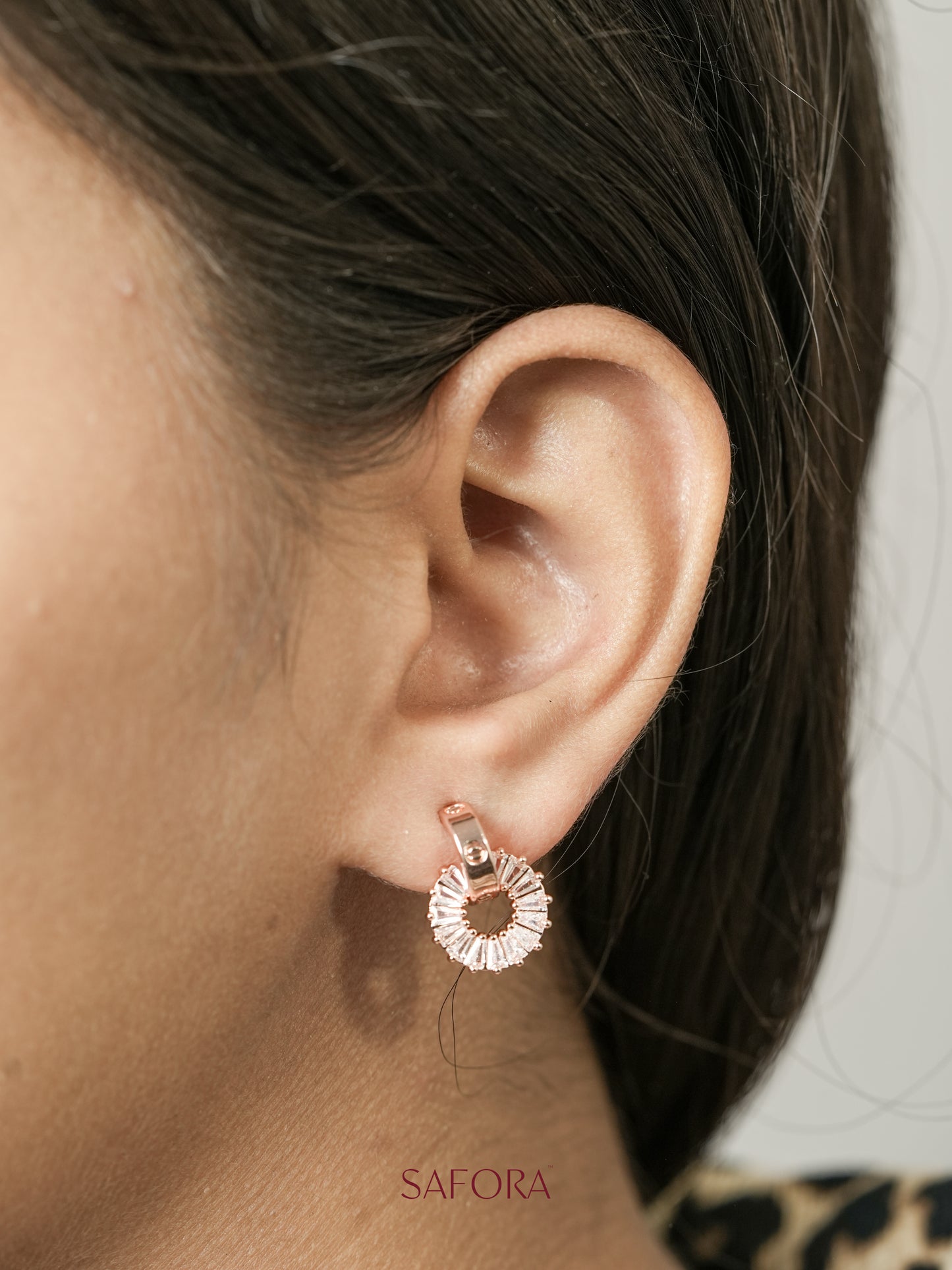Rose Gold Radiant Halo Stud Earrings