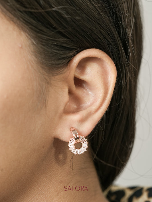 Rose Gold Radiant Halo Stud Earrings