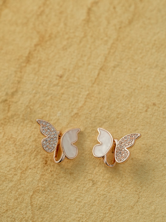 Rose Gold Soar Butterfly Stud Earrings
