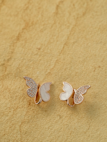 Rose Gold Soar Butterfly Stud Earrings